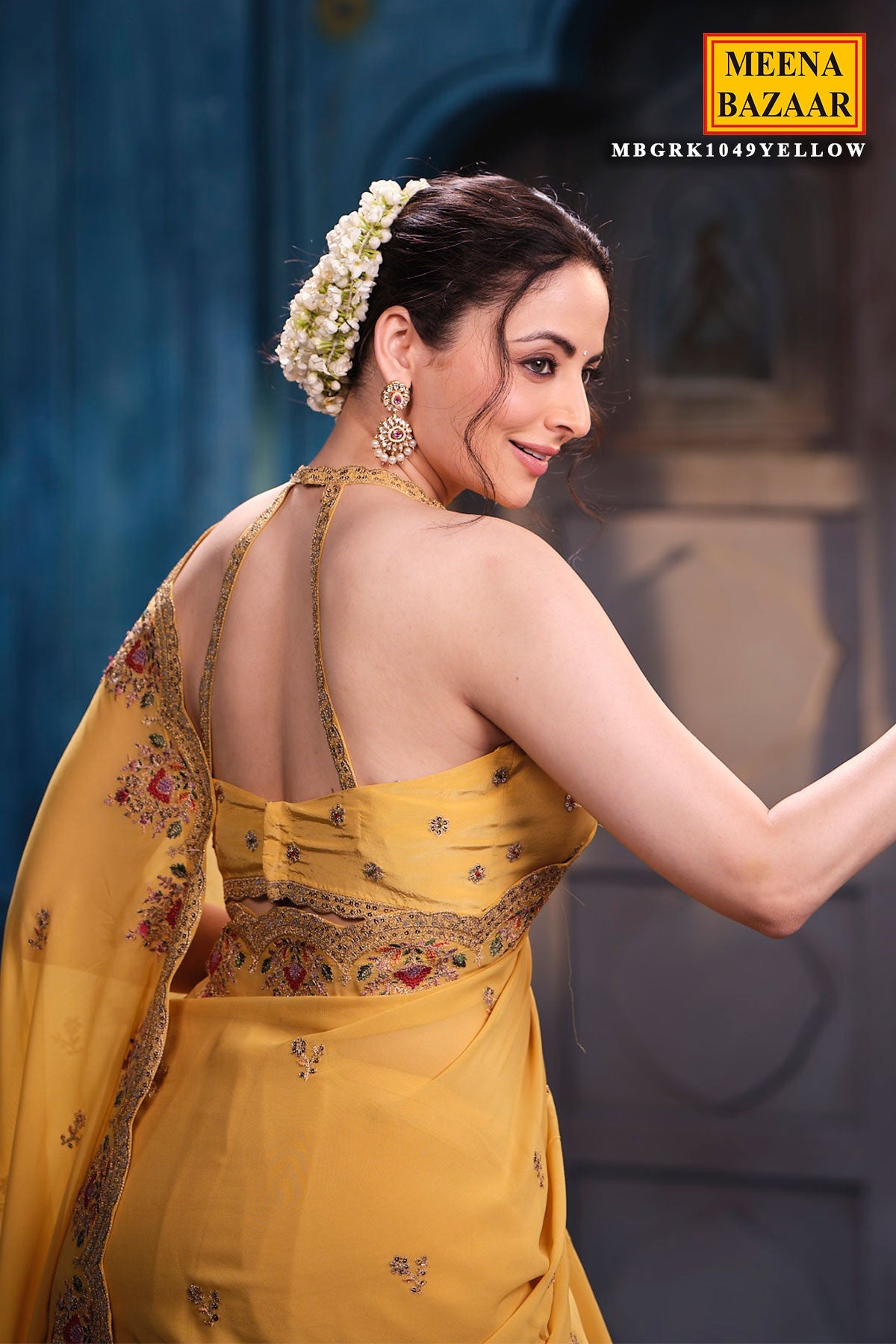 Mustard Georgette Saree Elegant Party & Festive Wear