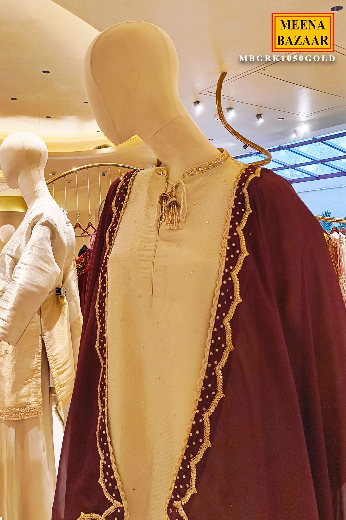 Gold Kurta Set with Embroidered Pants & Dupatta