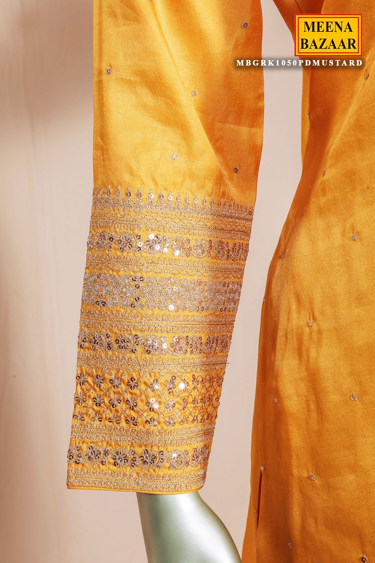 Mustard Silk Ready Made Suit with Embroidery
