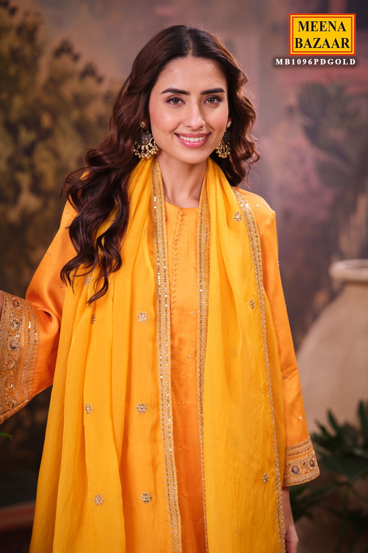 Mustard Silk Shirt Suit Set with Organza Dupatta Elegant Festive & Wedding Wear