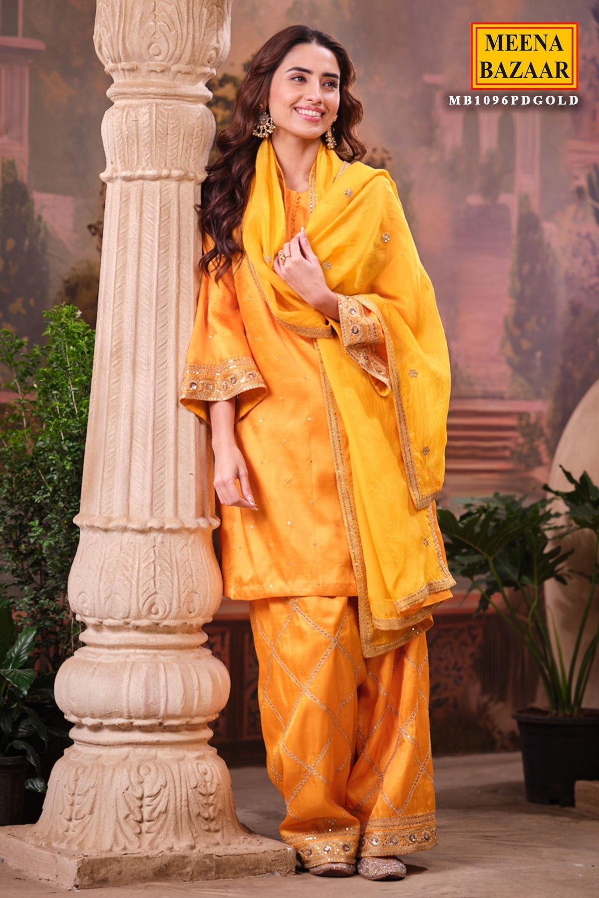Mustard Silk Shirt Suit Set with Organza Dupatta Elegant Festive & Wedding Wear