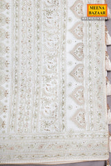 Off-white Zari, Jarkan Embellished Georgette Saree