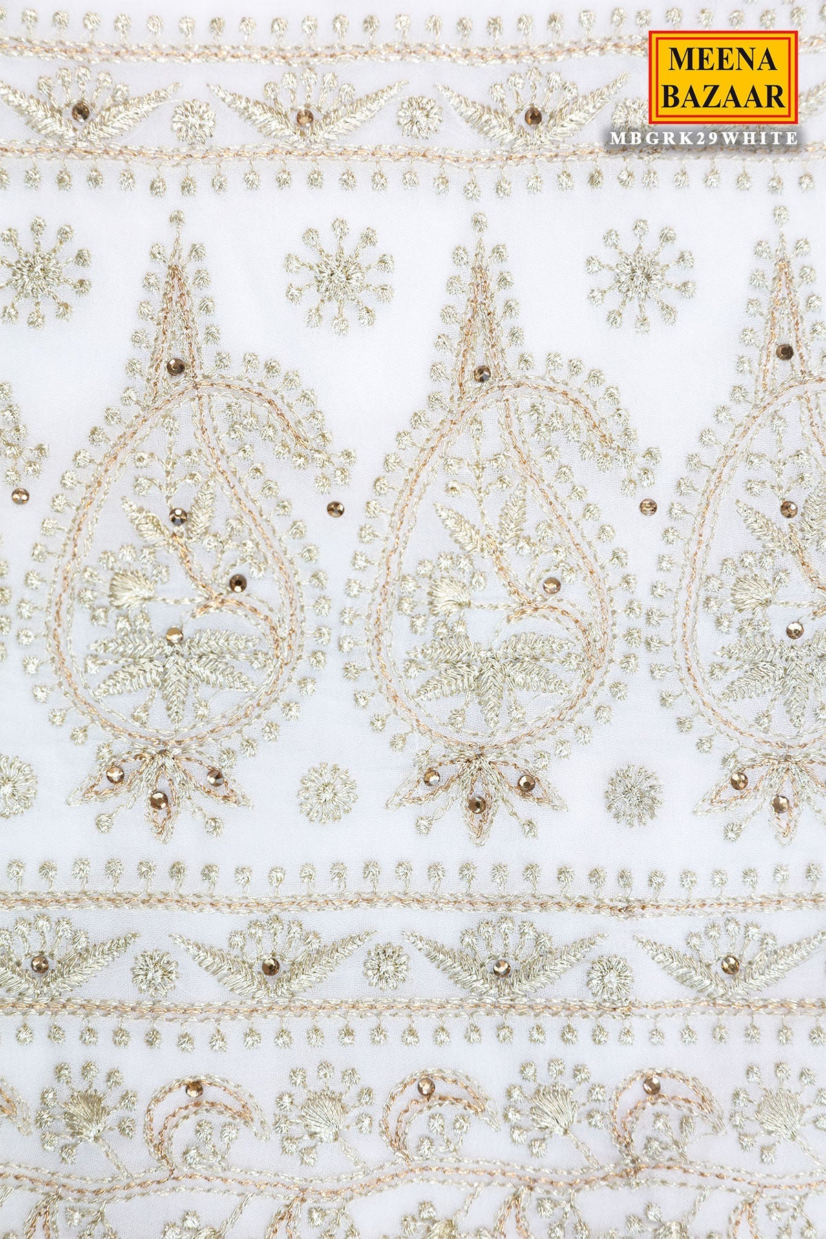 Off-white Zari, Jarkan Embellished Georgette Saree