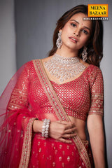 Rani-pink Zari and Sequin Lehenga