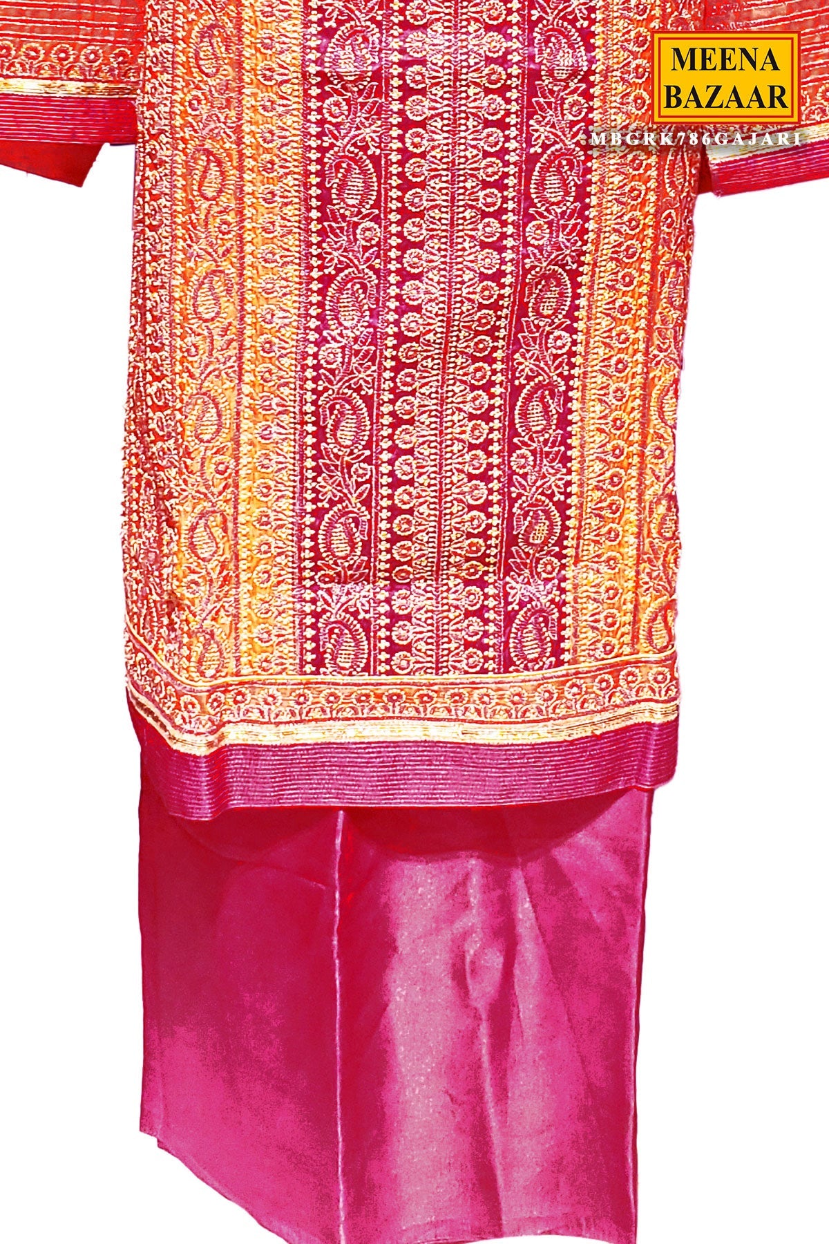 Gajari Silk Zari Embroidered Unstitched Suit