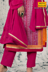 Gajari Silk Zari Embroidered Unstitched Suit