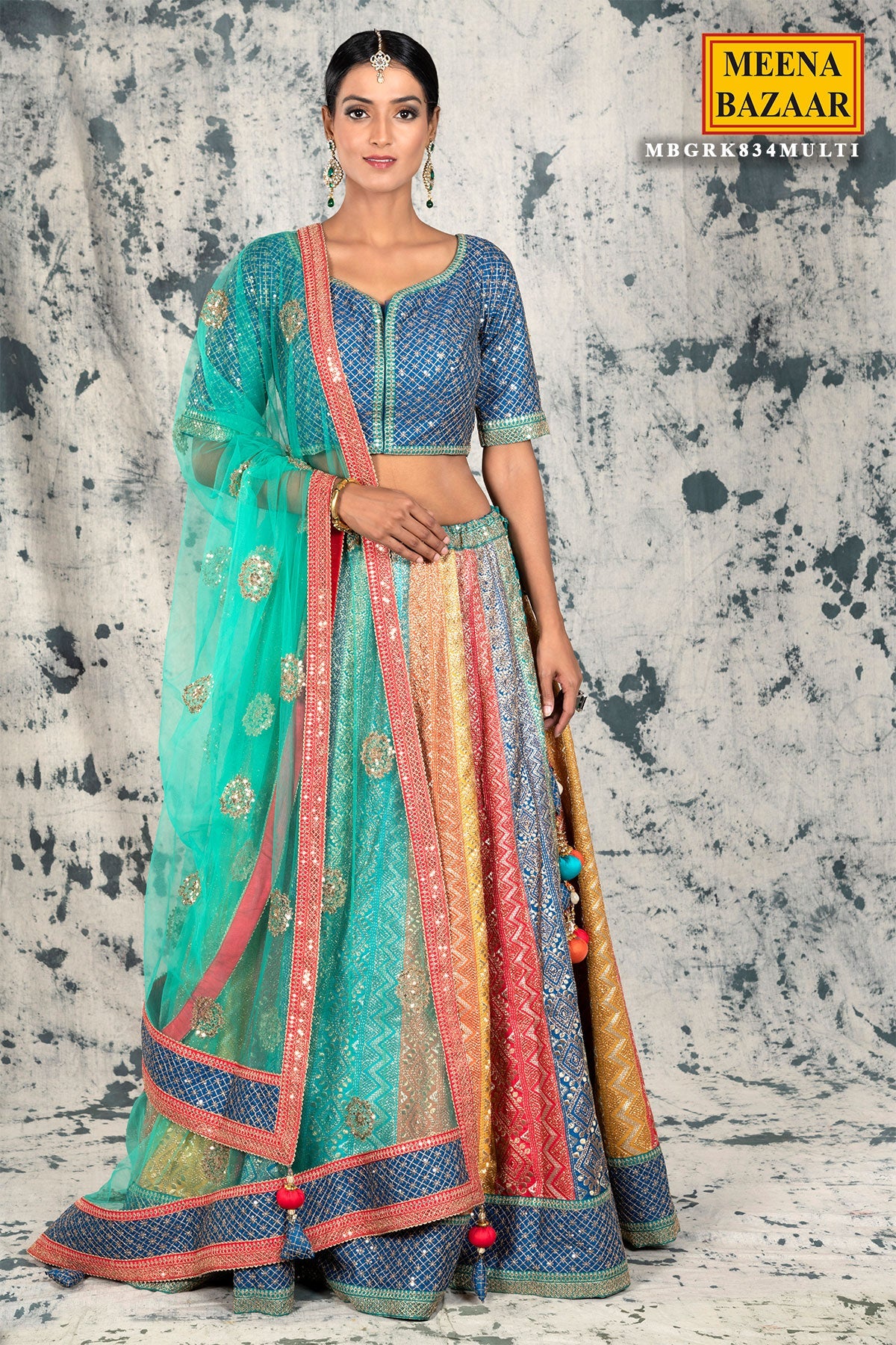 Multicolour Silk & Zari Lehenga