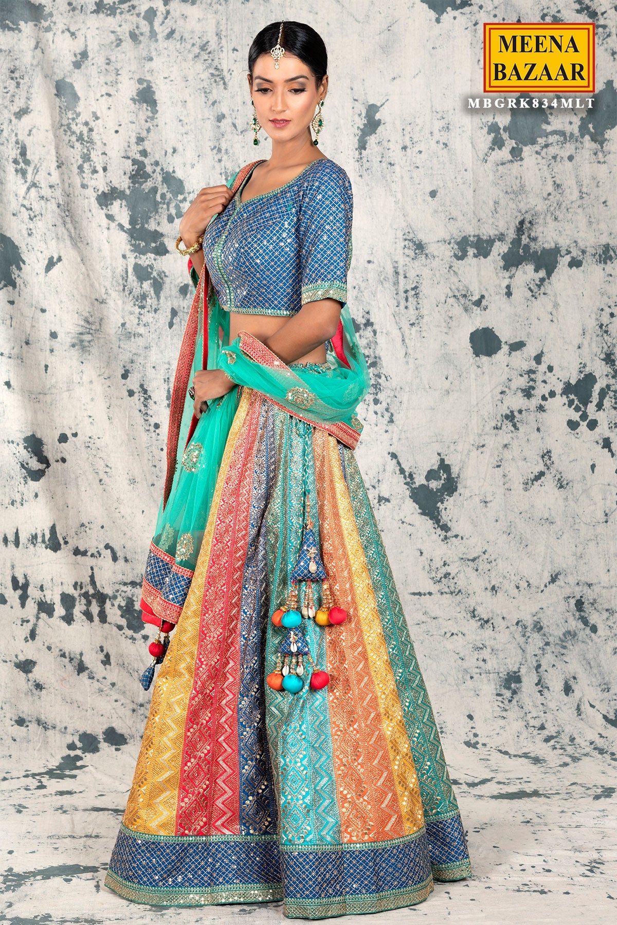 Multicolour Silk & Zari Lehenga