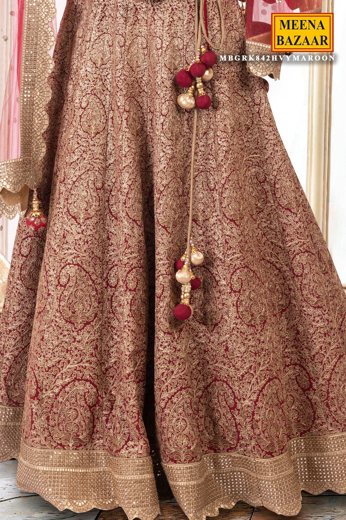 Maroon Zari & Sequin Lehenga
