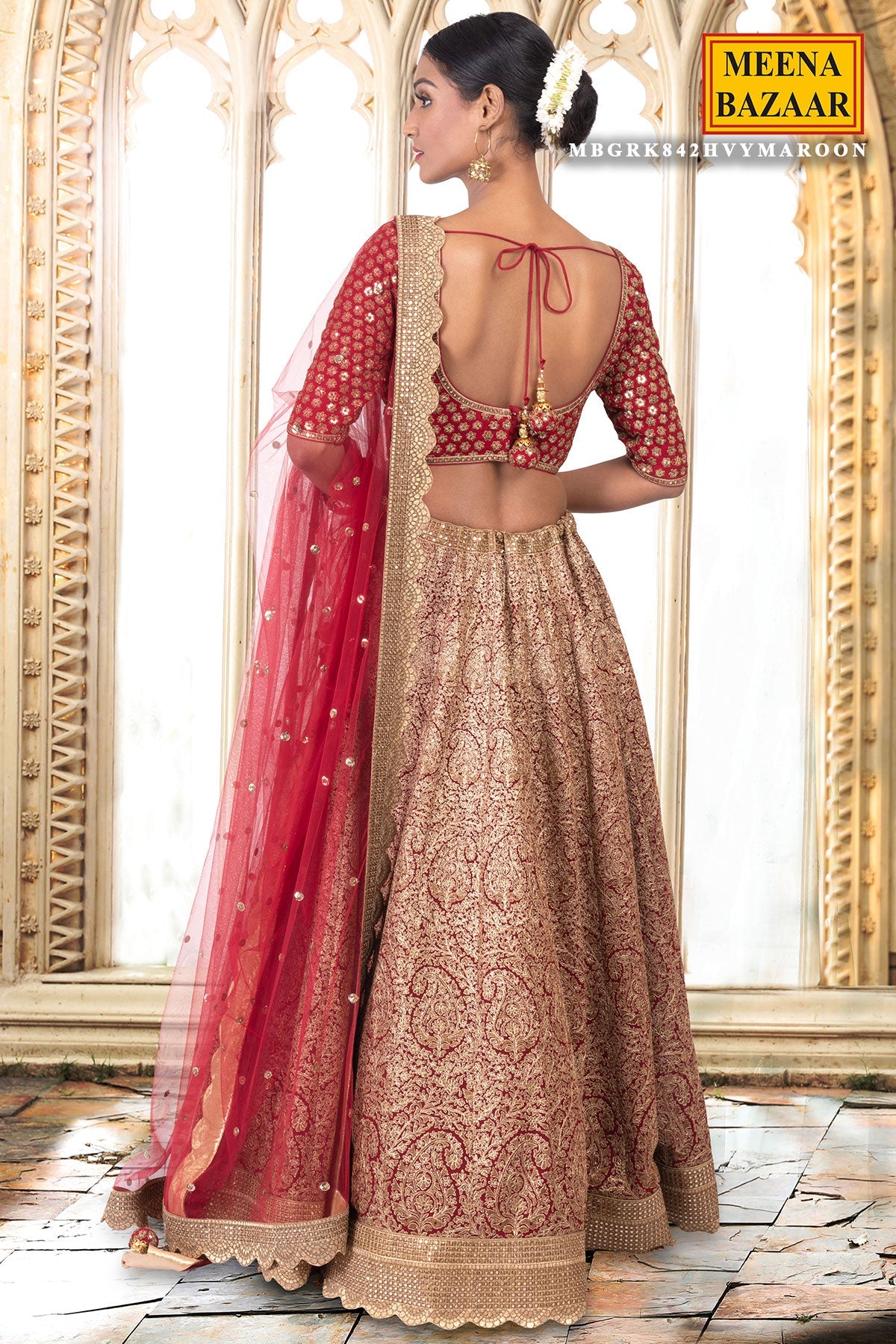 Maroon Zari & Sequin Lehenga