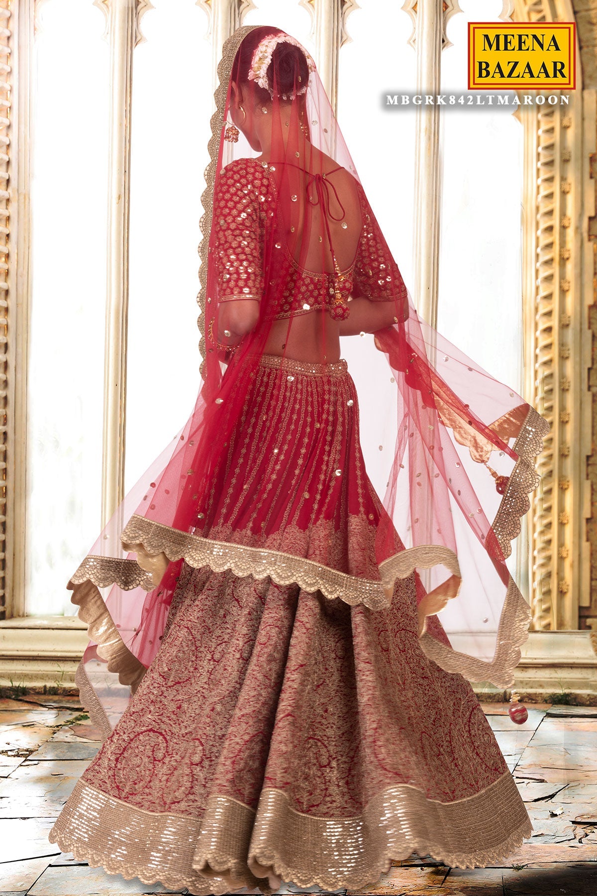 Maroon Zari & Sequin Lehenga