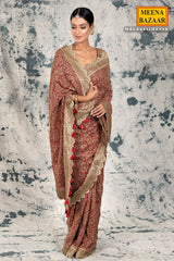 Maroon Georgette Embroidered Saree