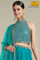 Firozi Georgette Lehenga
