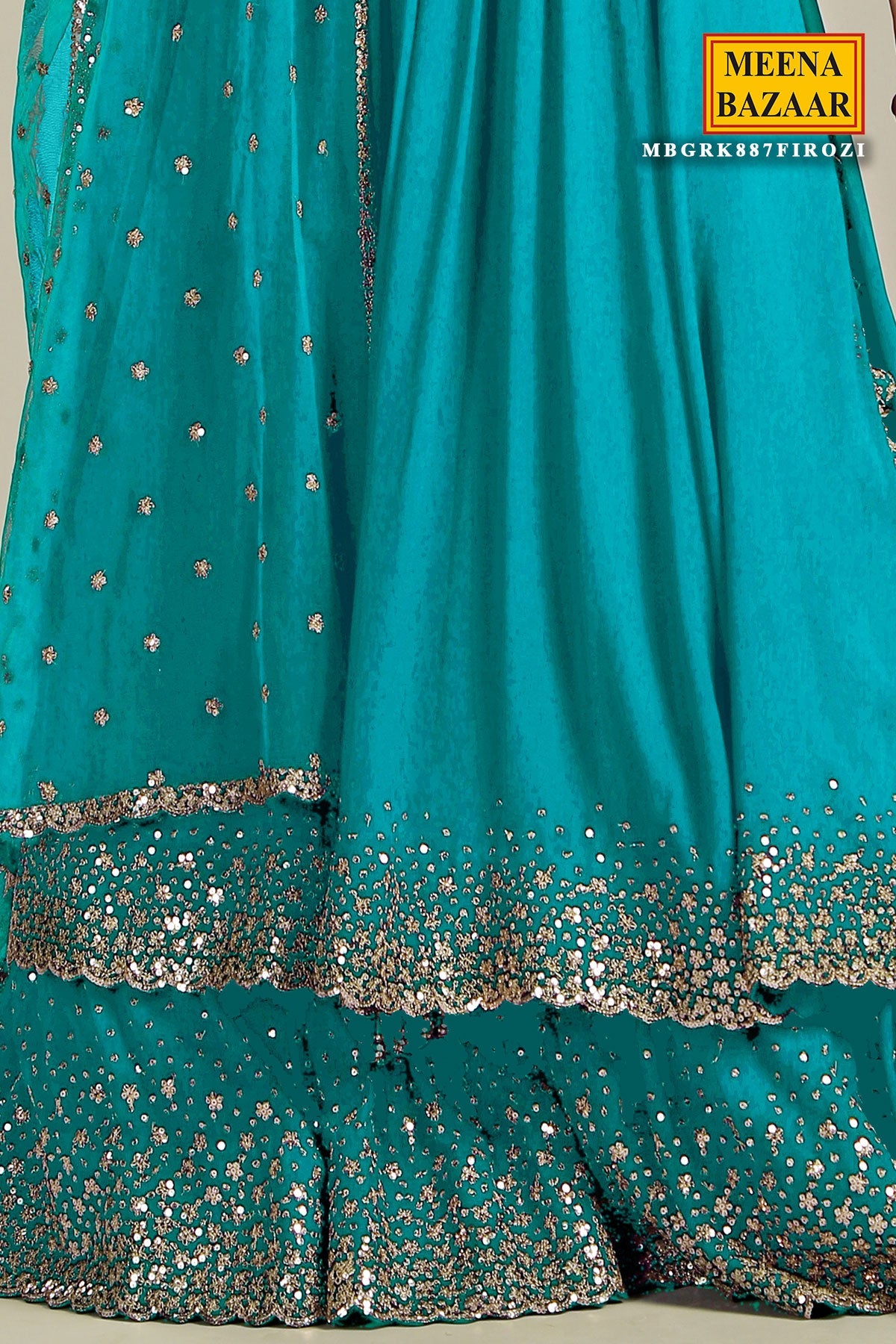 Firozi Georgette Lehenga