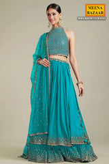 Firozi Georgette Lehenga