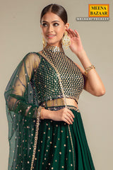 Green Georgette Lehenga