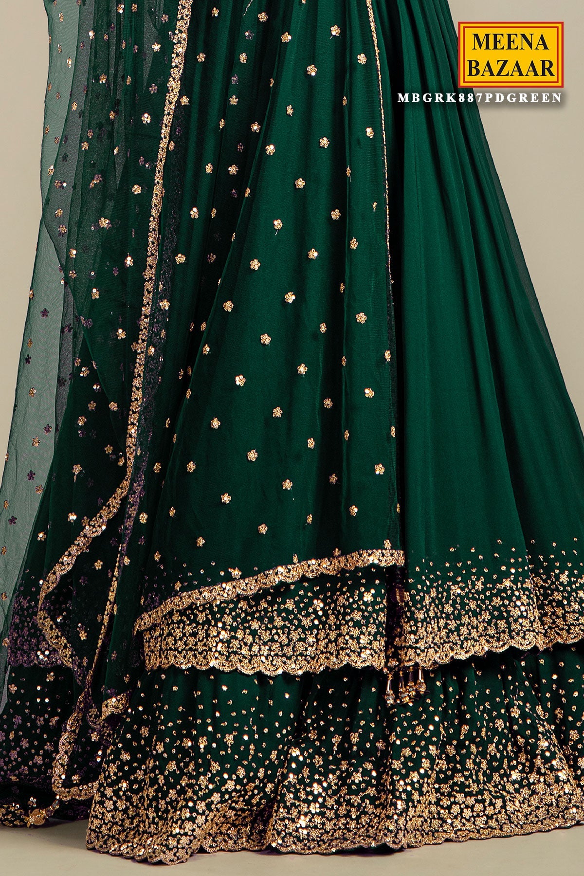 Green Georgette Lehenga