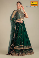 Green Georgette Lehenga