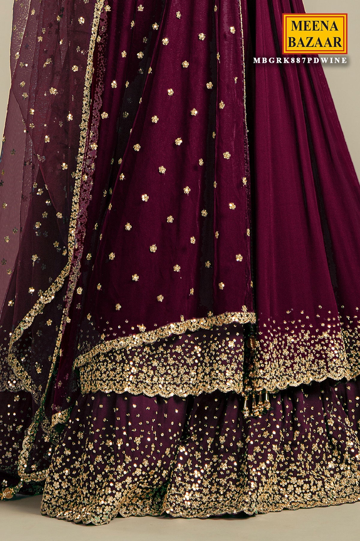 Wine Georgette Lehenga