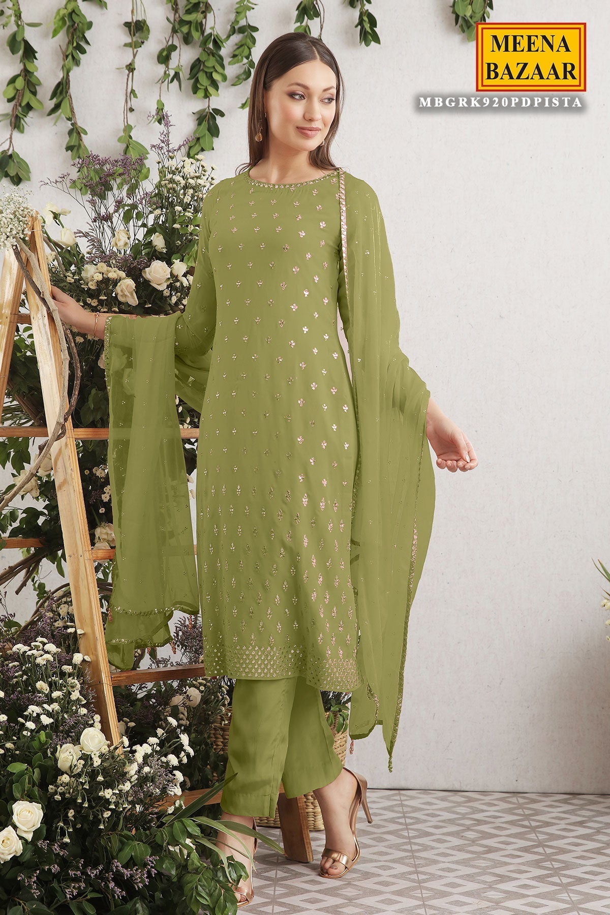 Pista Embroidered Georgette Unstitched Suit
