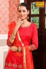 Rani Silk Embroidered Sharara Suit