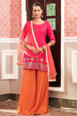 Rani Silk Embroidered Sharara Suit