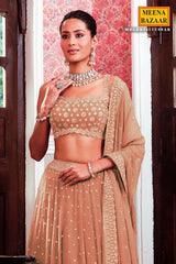 Tussar Georgette Sequins Embroidered Lehenga