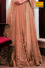 Tussar Georgette Sequins Embroidered Lehenga