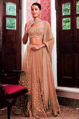 Tussar Georgette Sequins Embroidered Lehenga