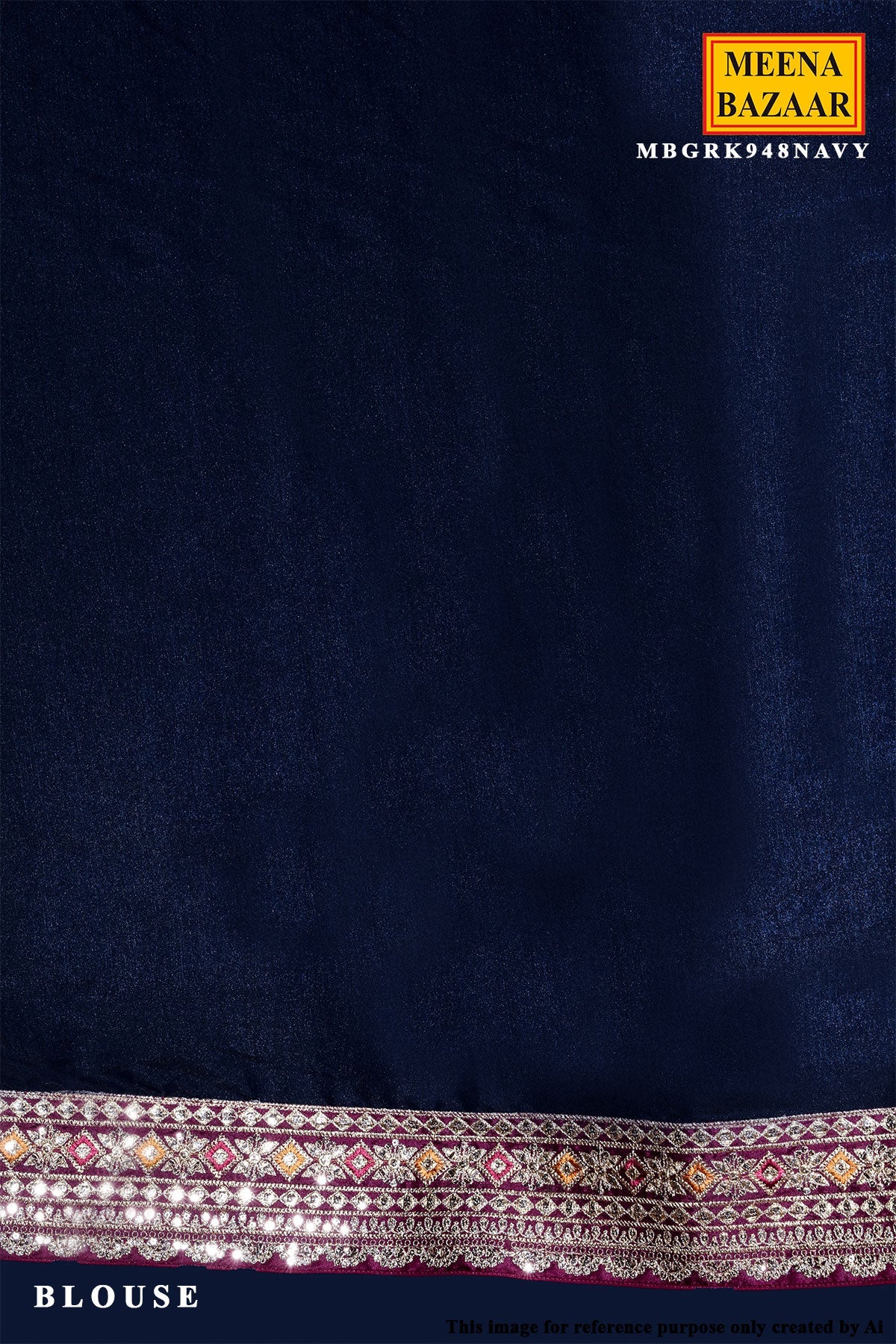 Navy Silk Embroidered Saree - Elegant Designer Party Wear Saree