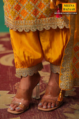 Mustard Jaquard Crepe Zari Thread and Sequins Embroidered Unstitched Suit