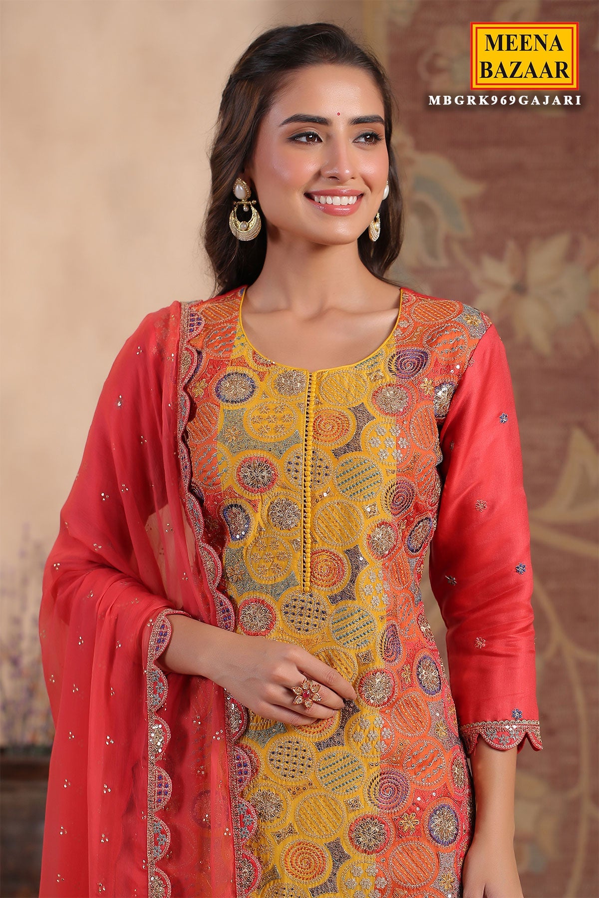 Gajari Silk  Embroidered Suit Set