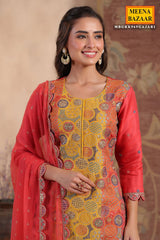 Gajari Silk  Embroidered Suit Set