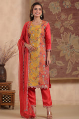 Gajari Silk  Embroidered Suit Set