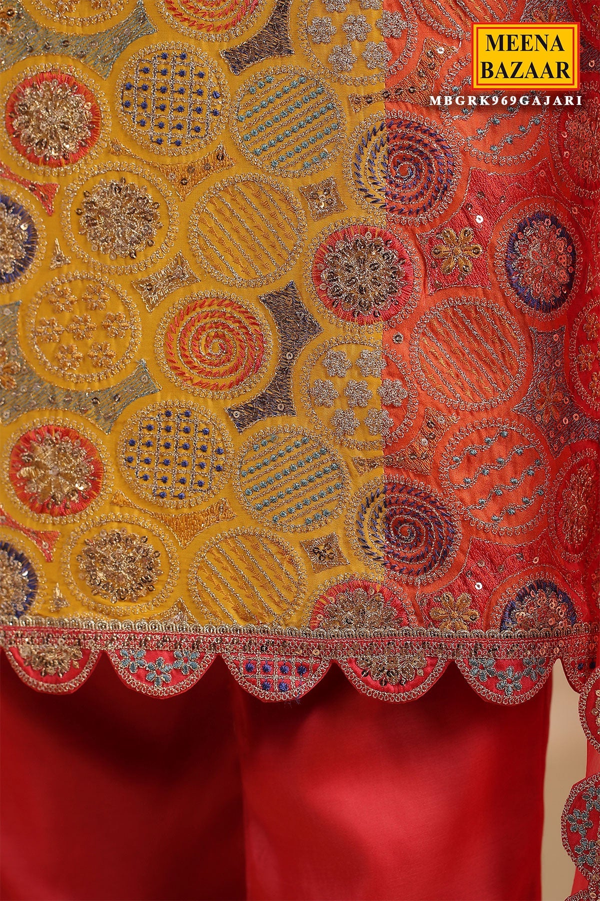 Gajari Silk  Embroidered Suit Set