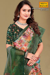 Gulabo Print  Orange Cotton Saree