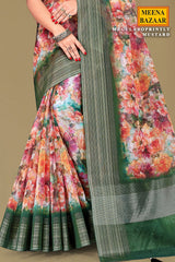 Gulabo Print  Orange Cotton Saree