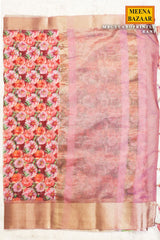 Gulabo Print Rani Cotton Embroidered Border Saree
