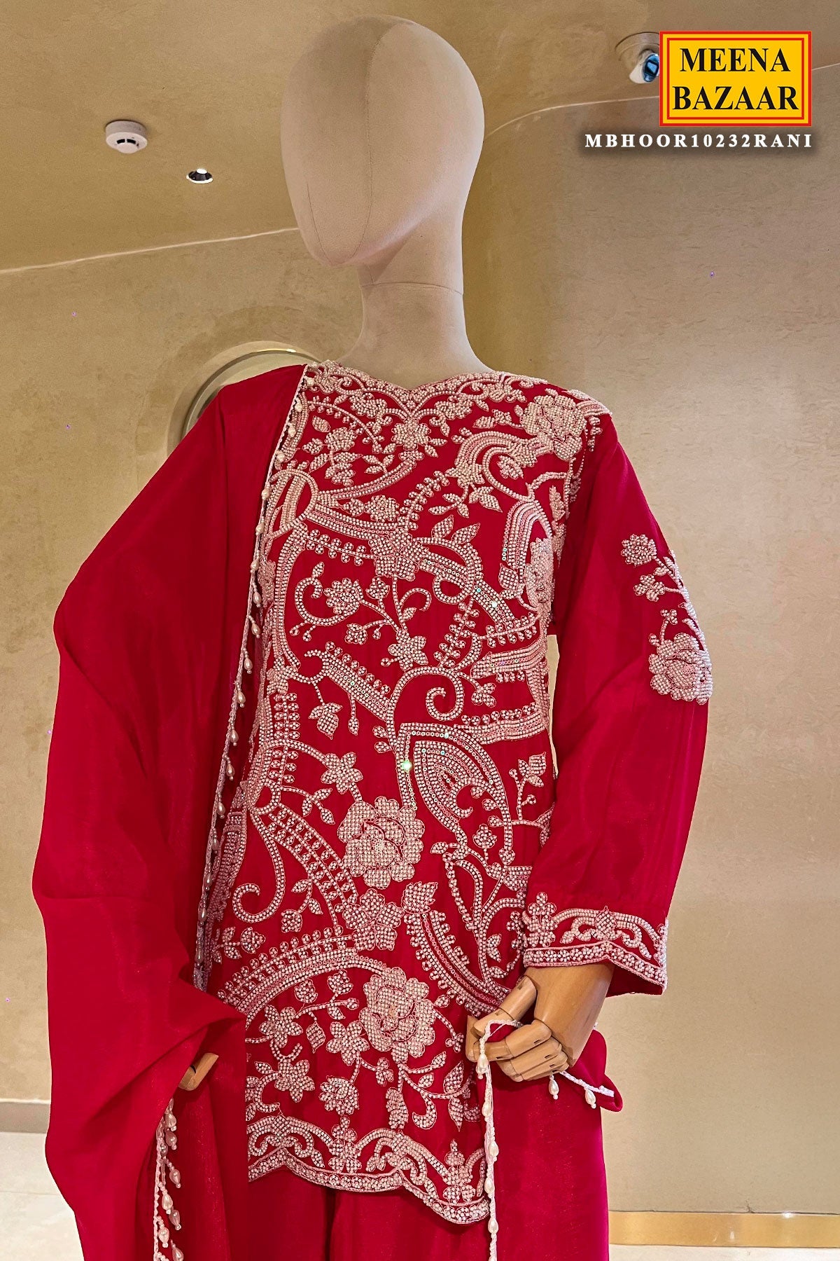 Elegant Rani Georgette Ready Made Suit with Cut Dana & Thread Work