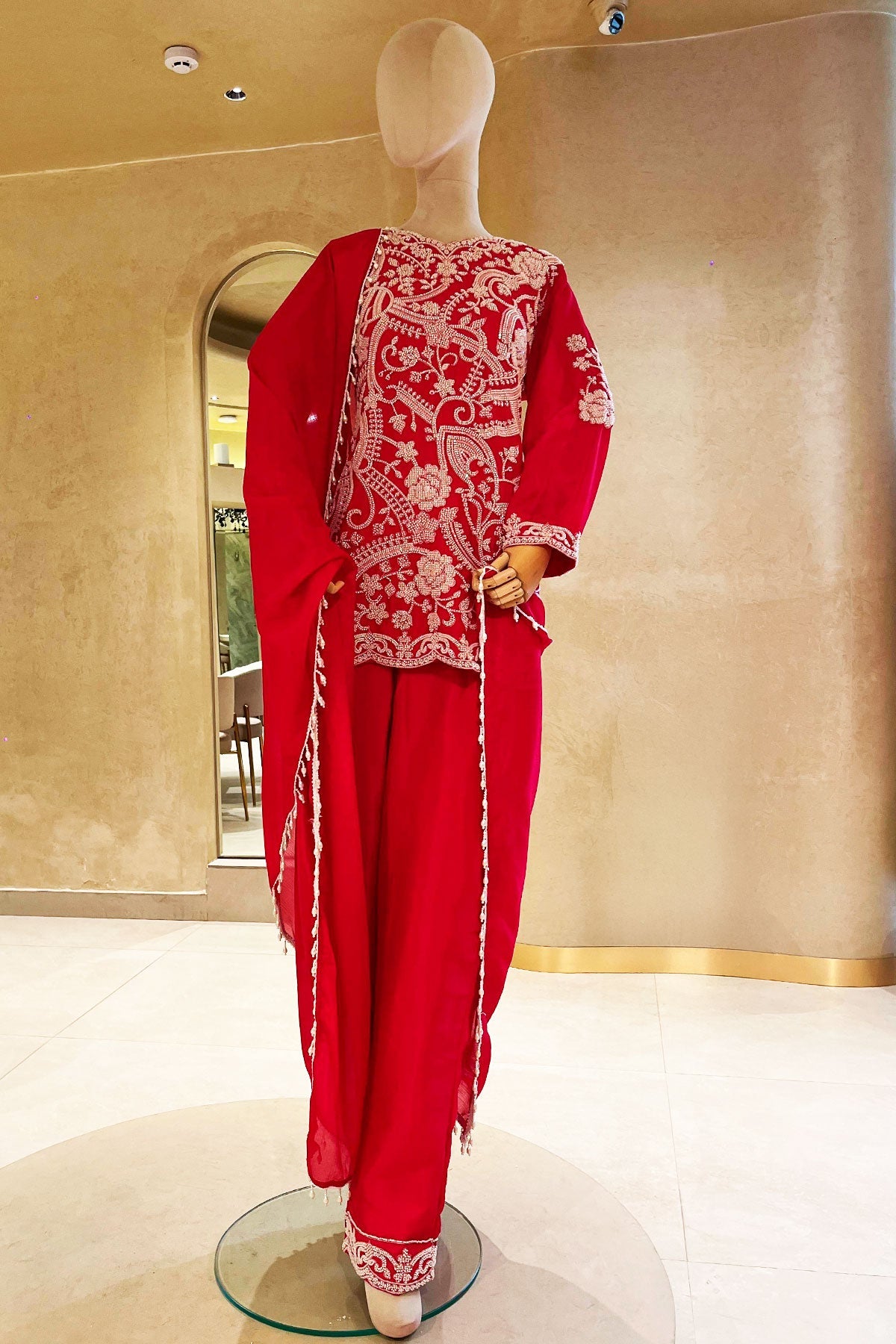 Elegant Rani Georgette Ready Made Suit with Cut Dana & Thread Work