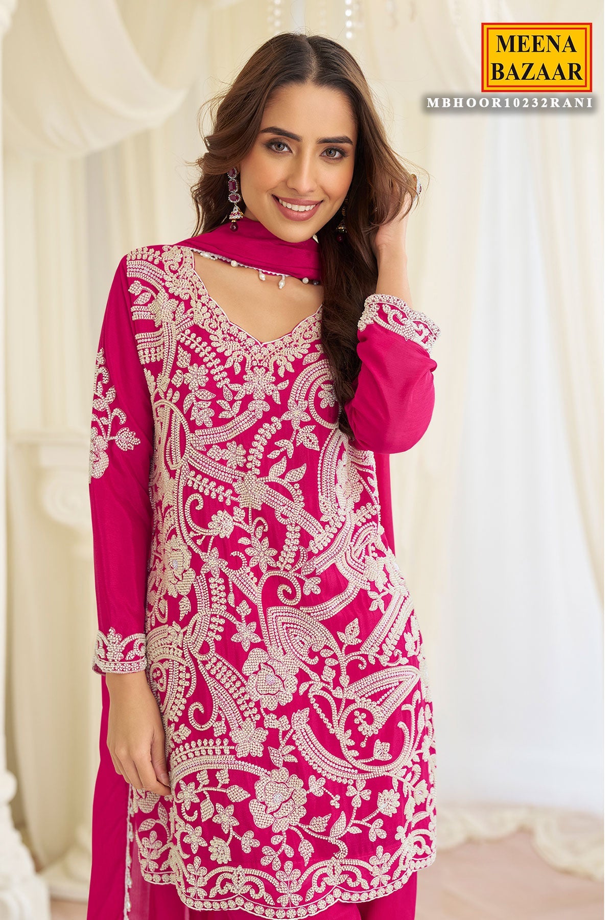 Elegant Rani Georgette Ready Made Suit with Cut Dana & Thread Work