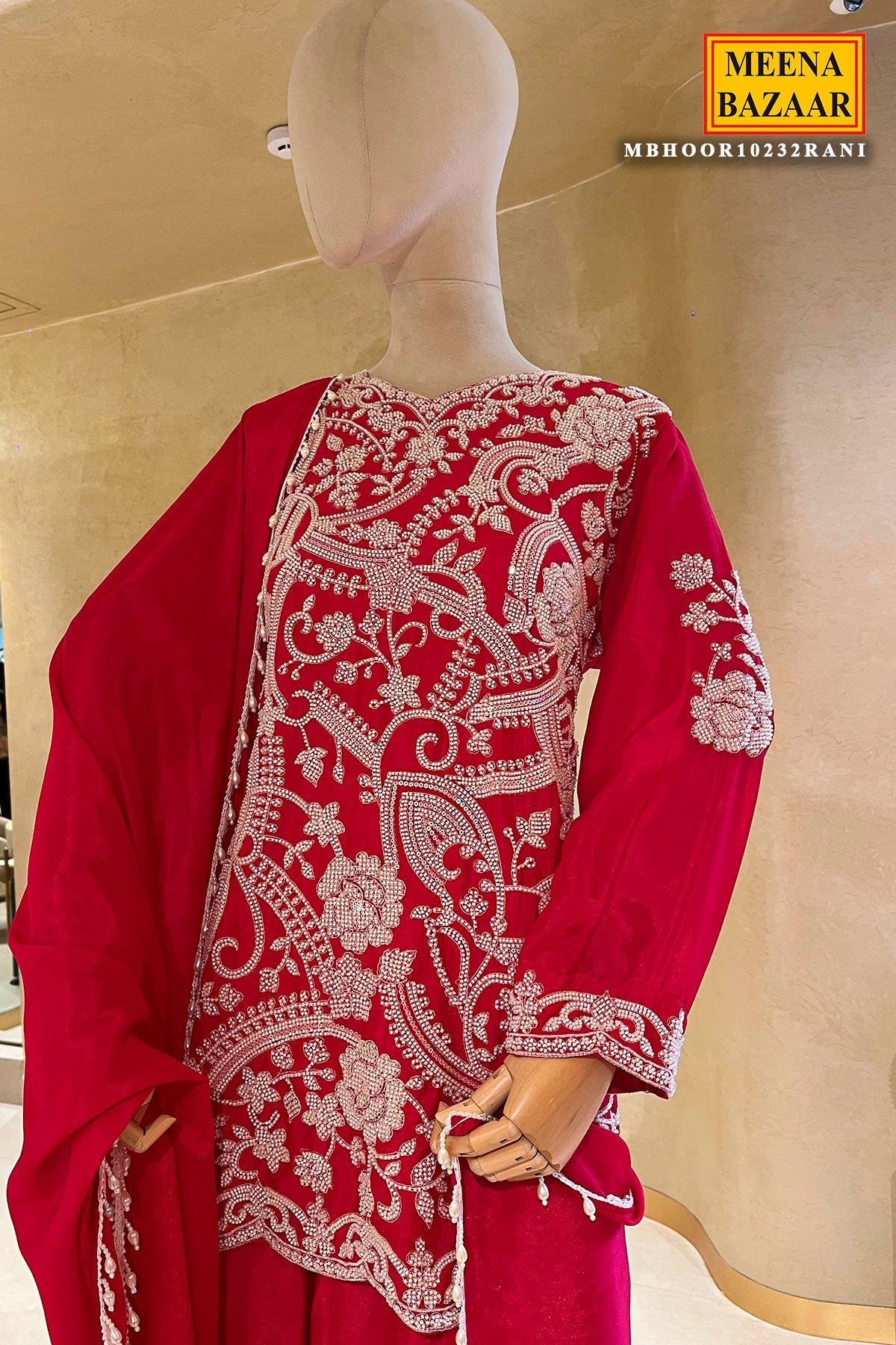 Elegant Rani Georgette Ready Made Suit with Cut Dana & Thread Work