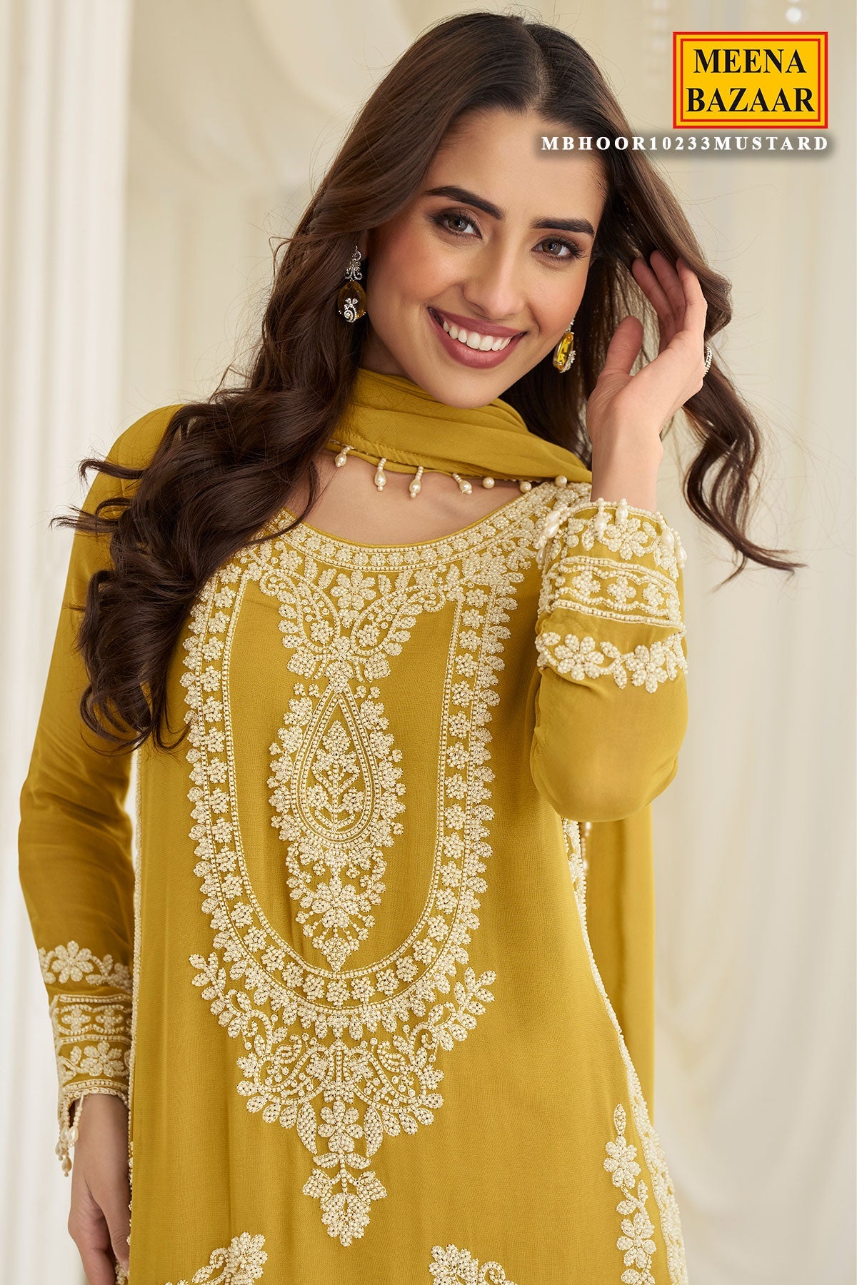 Mustard Georgette Ready Made Suit