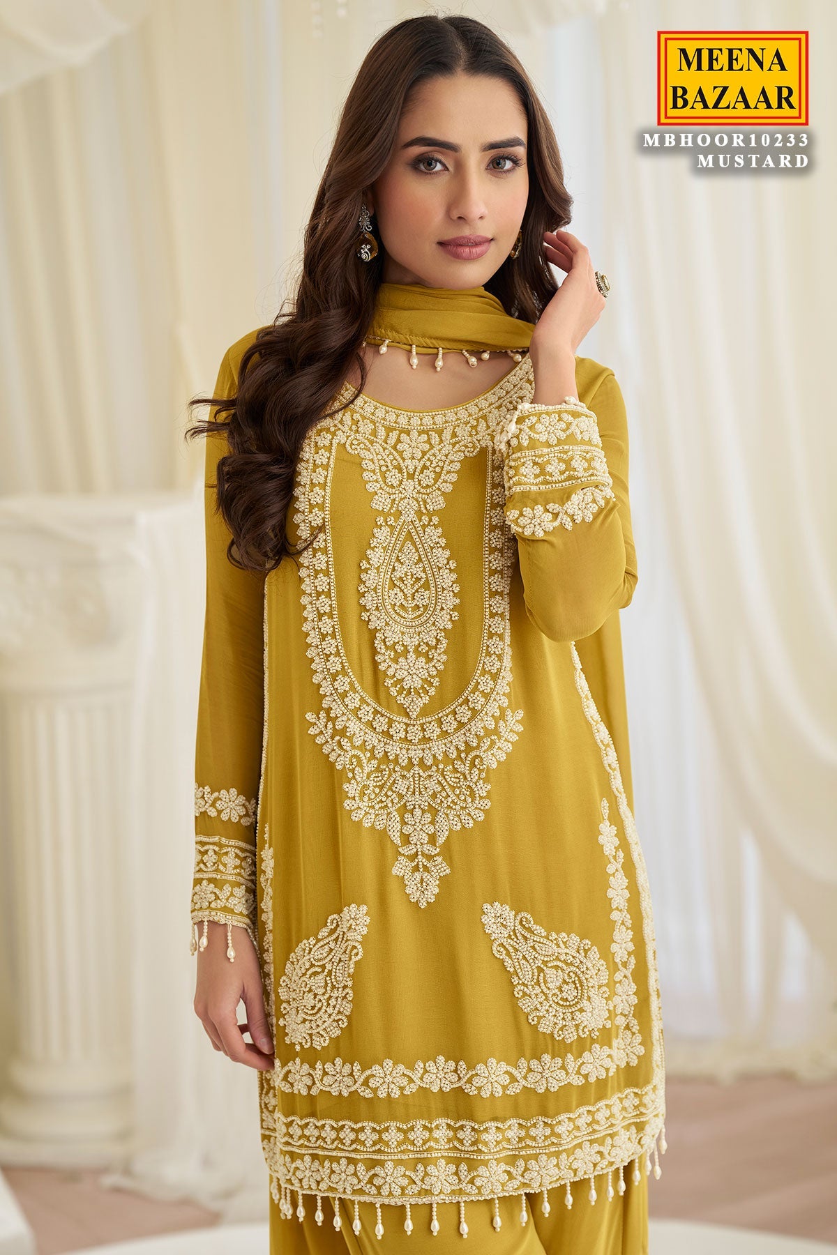 Mustard Georgette Ready Made Suit