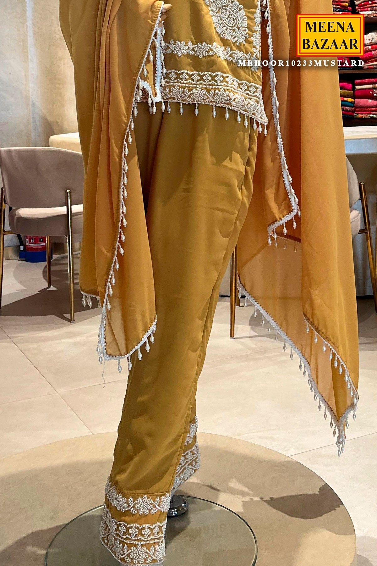 Mustard Georgette Ready Made Suit