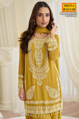Mustard Georgette Ready Made Suit
