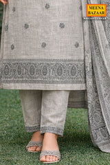 Tussar Cotton Embroidered Unstitched Suit