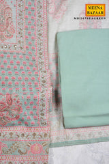 Sea Green Printed Unstitched Suit Set with Dupatta