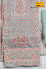 Sea Green Printed Unstitched Suit Set with Dupatta