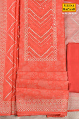 Red Printed Silk Suit Set with Dupatta